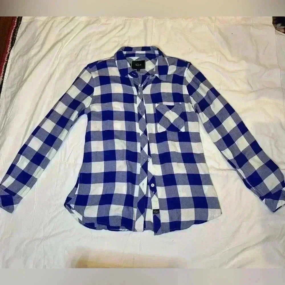 I’m selling a checkered blue and white button down shirt.